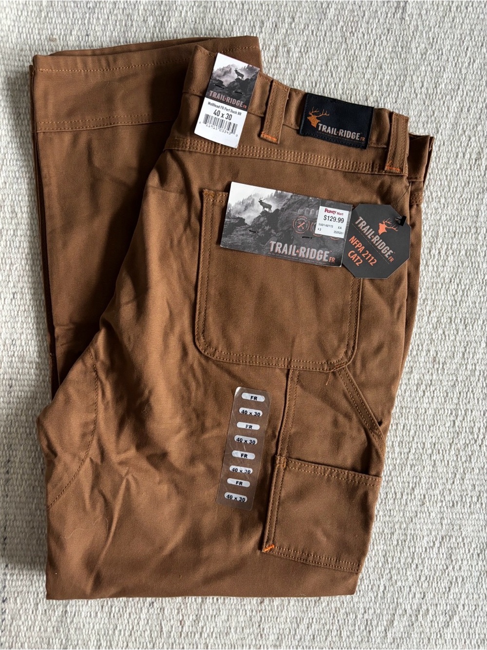 | NWT | Trail Ridge | Men's WellHead FR Performance Brown Work Pants size 40x30